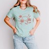 S.W.Smiley Pink Flowers Outline - Women's Short Sleeve Graphic T-Shirt - 3 of 4
