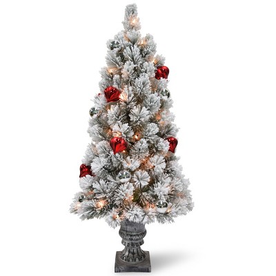 4' Prelit Pencil Slim Flocked Bristle Pine Artificial Christmas Tree Clear Lights -  National Tree Company