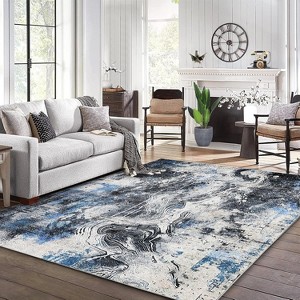 Modern Abstract Rugs, Machine Washable Area Rug, Non Slip Backing, Soft Floor Covering, Contemporary Carpet for Living Room & Bedroom - 1 of 4