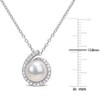 EVERLY JEWELRY | Sterling Silver 8-8.5mm Cultured Freshwater Pearl and Diamond Accent Halo Pendant with Chain, 18" - 3 of 4