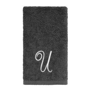 Avanti  Granite with Silver Script Monogram Bath Towel Letter   U - 1 of 3