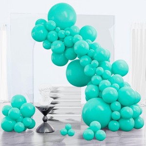PartyWoo Balloons Teal Turquoise Aqua 18 12 10 5 Inch 123 pcs - 1 of 4