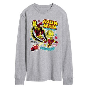 Men's - Marvel - Iron Man Sticker Style Long Sleeve Graphic T-Shirt - 1 of 4