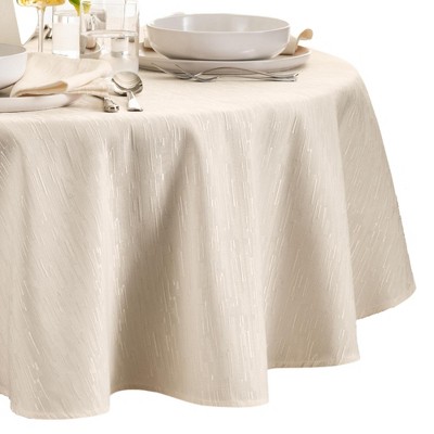 Ivory Round Water-Resistant Polyester Tablecloth