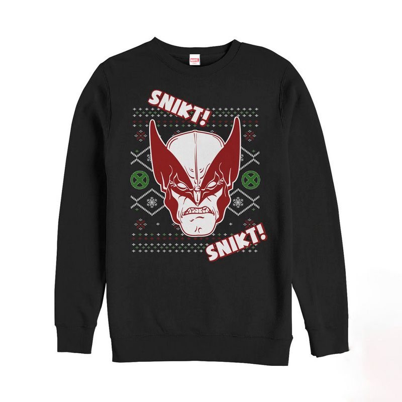 Men's Marvel Ugly Christmas X-Men Wolverine Snikt Sweatshirt, 1 of 4