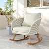 TiramisuBest Contemporary Beige Wicker Rocking Chair with Soft Cushions & Solid Wood Frame for Indoor/Outdoor Patio, Balcony, or Living Room - 2 of 4