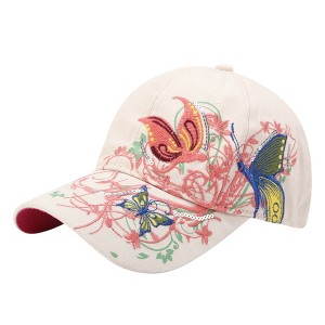 Anna-Kaci Women's Embroidered Butterfly Baseball Cap with Floral Sequin Accents and Curved Brim for Artistic Casual Style - 1 of 4
