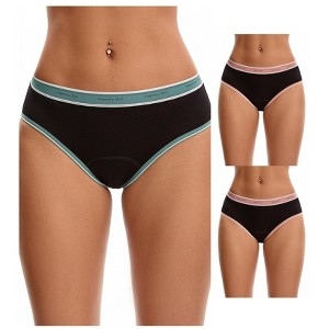 INSPIRE CHIC 3 Packs Women's Mid Rise Letter Print Contrast Binding Leak Proof Underpants - 1 of 4