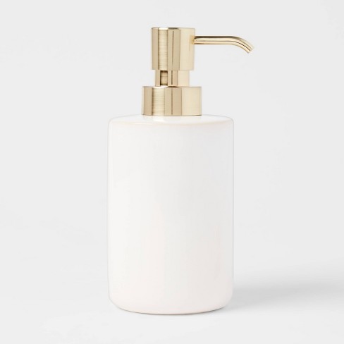 Etched Glass and Brass Soap Dispenser - Magnolia