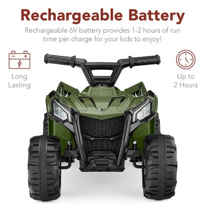 6V Army Green Kids Ride-On Quad ATV with Treaded Tires