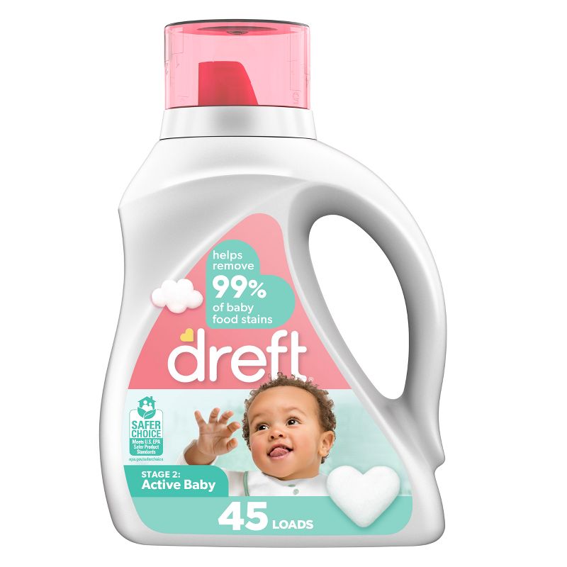 Dreft Active Baby Liquid Laundry Detergent HE Compatible - 65 fl oz, 1 of 13
