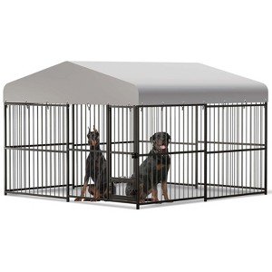 10x10x6 FT Large Dog Kennel Outside Heavy-Duty Outdoor Dog Cage with Roof and Double Lock, with UV-Resistant All Weather Resistant Pet Playpen - 1 of 4