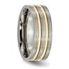Black Bow Jewelry 8mm Titanium Gold Tone Plated Grooved Flat Standard Fit Band - 4 of 4