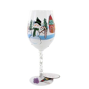 Lolita Glassware 8.75 In Special Delivery Wine Glass Christmas Seasonal Tabletop , Lolita Hand Painted (1PC) - 1 of 3
