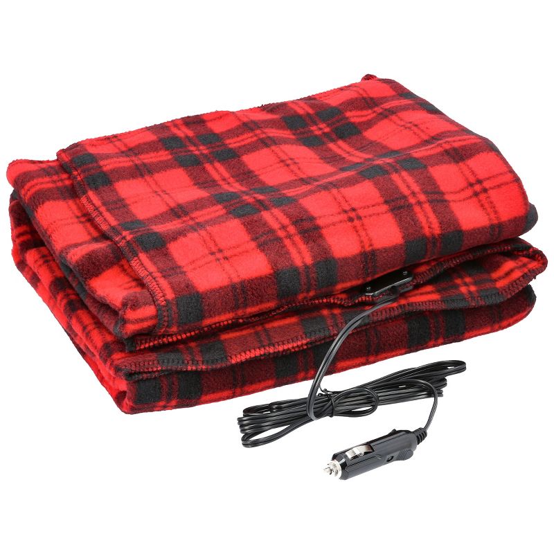 Heated Car Blanket - 12-Volt Electric Blanket for Car, Truck, SUV, or RV - Portable Heated Throw - Camping Essentials by Stalwart (Red Plaid), 1 of 7
