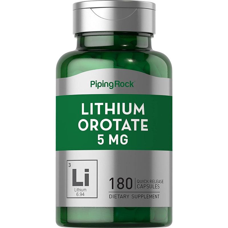 Lithium Orotate 5mg | 180 Capsules | by Piping Rock, 1 of 2