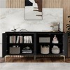 SKRAN 60" Sideboard Buffet Cabinet, Handleless Press-to-Open Design,Carved Credenza Storage Cabinet with 4 Doors for Living Room - 2 of 4