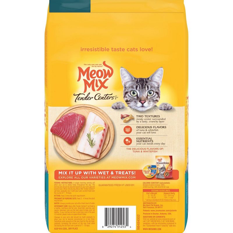 Meow Mix Tender Centers with Flavors of Tuna &#38; White Fish Adult Complete &#38; Balanced Dry Cat Food - 3lbs, 5 of 11
