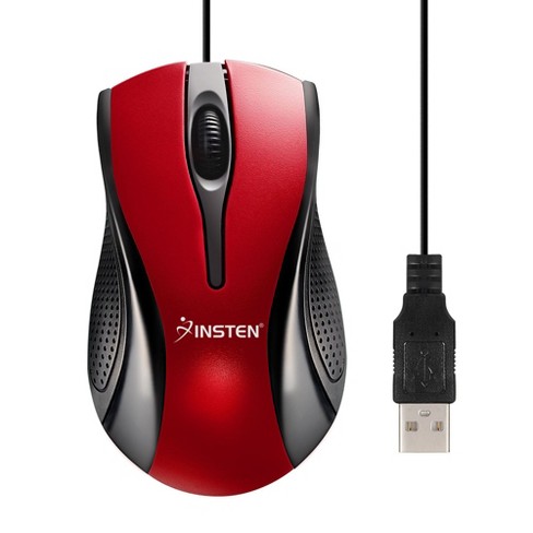 Insten Wired USB Optical Mouse Compatible with Laptop, PC, Computer,  MacBook Pro/Air & Gaming, Red