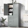 MAYEERTY White Tall Wide Storage Cabinet with Doors 3 Drawers for Bathroom Office - 3 of 4