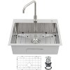 24" x 18" x 9" Drop-In Stainless Steel Single Bowl Kitchen Sink | Modern Top Mount Workstation Sink with Pull-Down Faucet & Accessories - 3 of 4