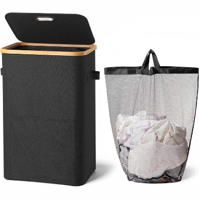 Laundry Basket with Lid,Collapsible Clothes Hampers for Laundry with Handles and Removable Inner Bag,Large Hamper
