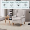 KWPZQEB Accent Chair Mid-Century Modern Chair with Coffee Table, Upholstered Armchair with Solid Wood Legs & Soft Cushion for Living Room, Bedroom - 4 of 4