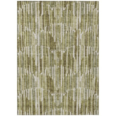 Olive Green Brown And Beige Abstract Washable Indoor Outdoor Area Rug