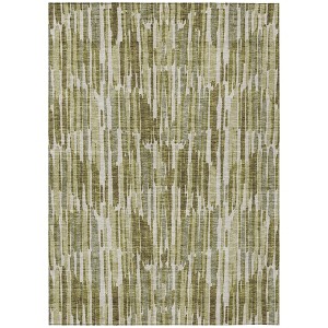 Olive Green Brown And Beige Abstract Washable Indoor Outdoor Area Rug - 1 of 4