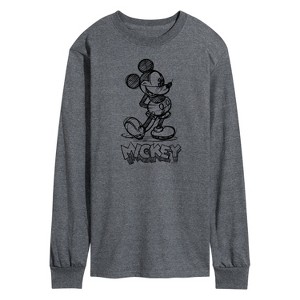 Men's - Disney - Mickey Sketch Long Sleeve Graphic T-Shirt - 1 of 4