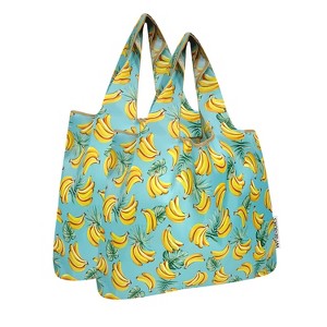 Wrapables Medium Foldable Tote Nylon Reusable Grocery Bags, Set of 2 - 1 of 4