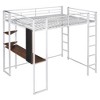 NicBex Full Size Loft Bunk Bed with Desk, Modern Metal Bed Frame with Storage Shelves, Guardrails and 2 Ladders for Bedroom - 3 of 4