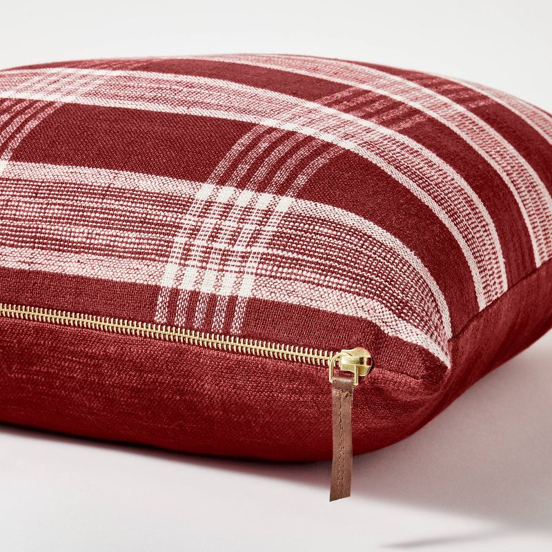 Woven Plaid Square Throw Pillow with Zipper Pull Red - Threshold&#8482; designed with Studio McGee, 5 of 6
