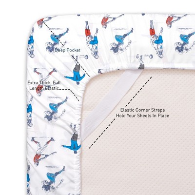 Full Black and White Sports Print Microfiber Sheet Set