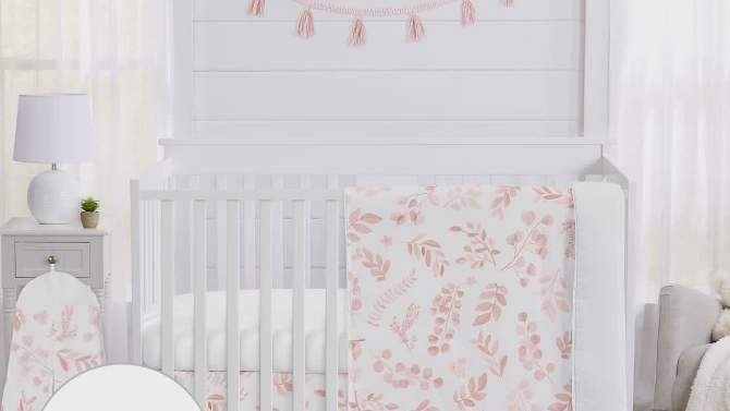 Sweet Jojo Designs Girl Baby Fitted Crib Sheet Botanical Pink and White, 2 of 8, play video