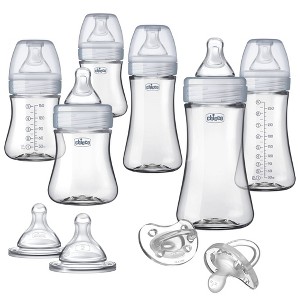 Chicco Duo Deluxe Hybrid Baby Bottle Gift Set with Invinci-Glass Inside/Plastic Outside - Gray - 10pc - 1 of 4