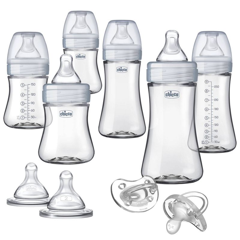 Chicco Duo Deluxe Hybrid Baby Bottle Gift Set with Invinci-Glass Inside/Plastic Outside - Gray - 10pc, 1 of 17