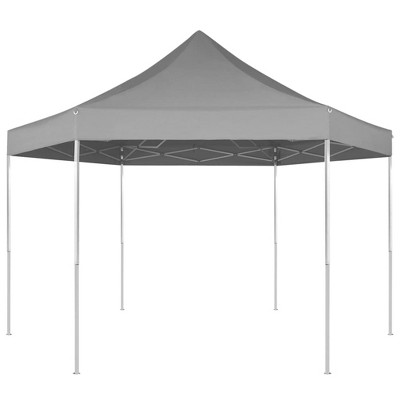 vidaXL Hexagonal Pop-Up Foldable Marquee Gray 11.8'x10.2'