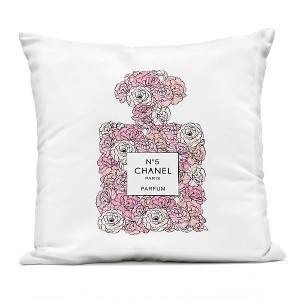Stupell Industries Pink Rose Floral Perfume Bottle Designer Fashion Outdoor Decorative Throw Pillow, 18 x 18 - 1 of 3