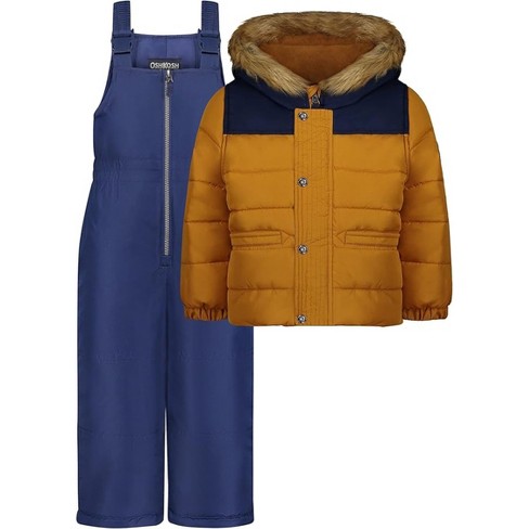 OshKosh B Gosh Infant Boys 2 Piece Coat and Snowbib Snowsuit Set Yellow Navy 12 Months