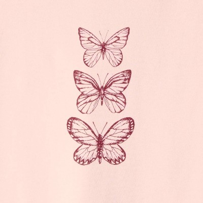 Cat & Jack Girls' Short Sleeve 100% Cotton 'Butterflies' Oversized Graphic T-Shirt - Cat & Jack™ Pink M — фото 4