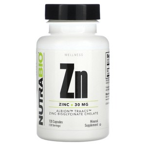 NutraBio Zn, Zinc, 30 mg, 120  Capsules - 1 of 4