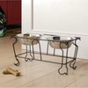 YML 10-Inch Wrought Iron Stand with Double Stainless Steel Feeder Bowls - 2 of 4