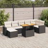 vidaXL Patio Sofa Set with Cushions Outdoor Lounge Set 8 Piece Poly Rattan - Black and Cream 3x Corner + 3x Middle + Table + Footrest - 2 of 4