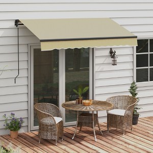 Sapphtopaz 8' x 6.5' Retractable Awning Manual Patio Awnings Sunshade Shelter 280gsm UV Resistant with Manual Crank Handle Aluminum Frame - 1 of 4