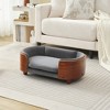 Racxily Scandinavian style Elevated Dog Bed Pet Sofa With Solid Wood legs and Bent Wood Back, Velvet Cushion,Small Size - 4 of 4