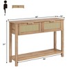 Coolmee 43 Inch Rattan Console Table, Entryway Table with 2 Drawers Storage Shelf Woven Design, Farmhouse Sofa Table TV Stand for Living Room - 2 of 4