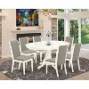HomeStock 7-Pc Linen White Finish Solid Wood Top Dining Table with 6-Chairs with Butterfly Leaf - 2 of 4