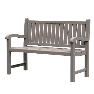Dolonm Double bench with armrests, made of resin material, durable and sturdy,No Deck box,Light coffee color