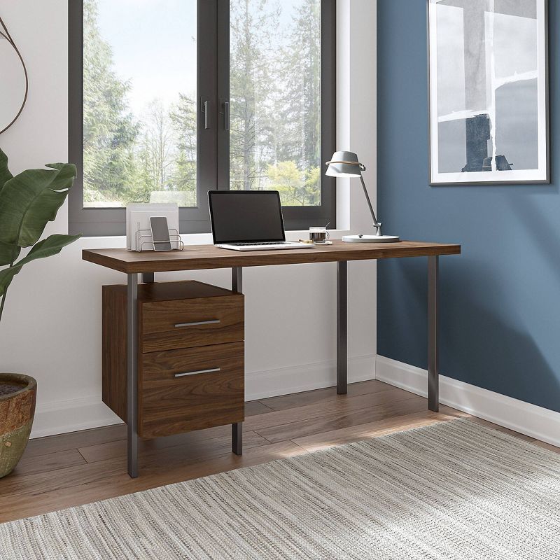 Architect Writing Desk with Drawers Modern Walnut - Bush Furniture, 3 of 9